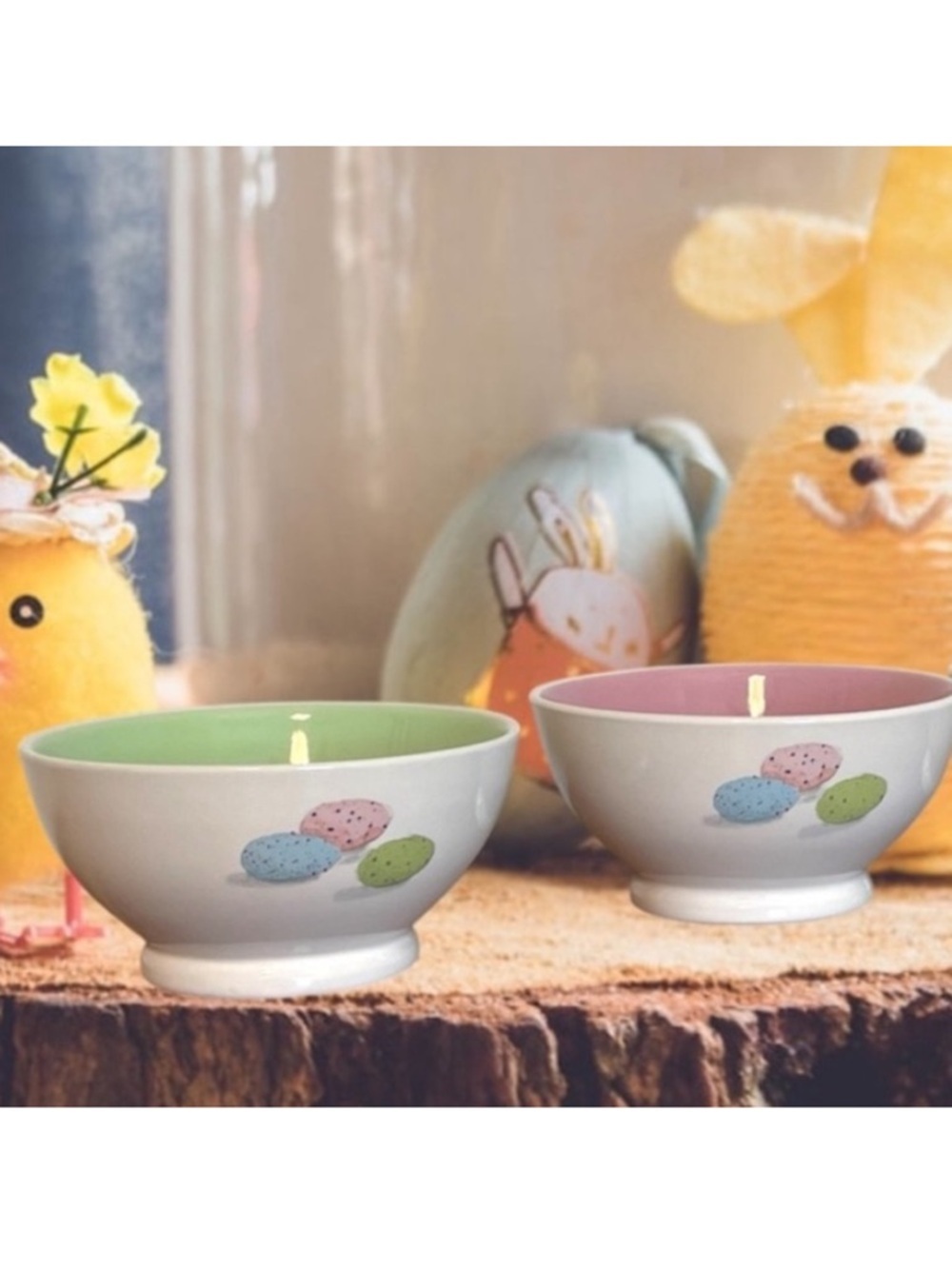 Rae Dunn Pastel Ceramic Bowls Pink and Green
